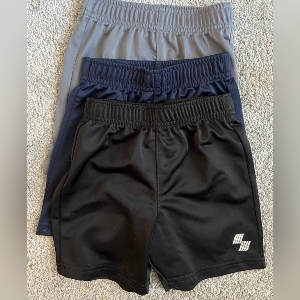 Sporto Black, Grey & Blue Athletic Shorts Lightweight Elastic Waist bundle